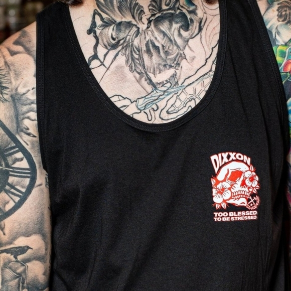 DIXXON Mens Black Tank Top Too Blessed Skull S - Picture 1 of 7